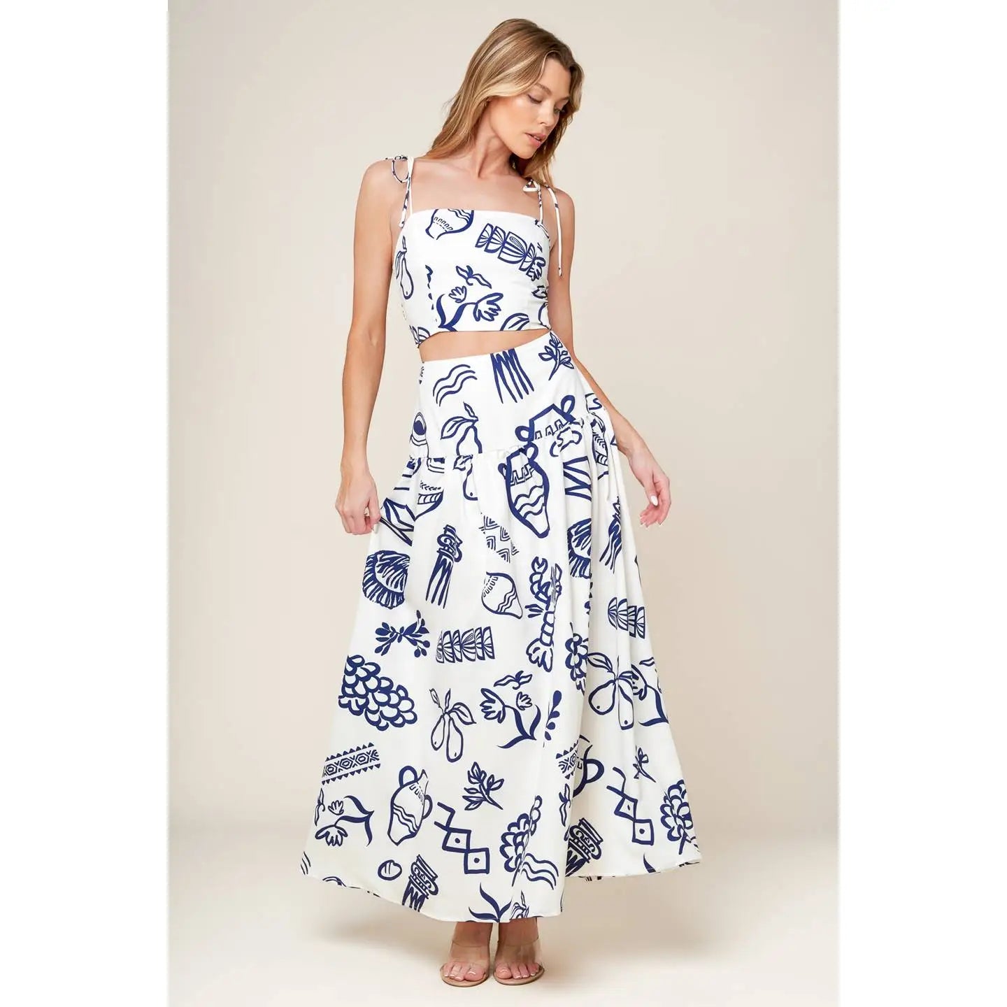 Printed Woven Top and Skirt set