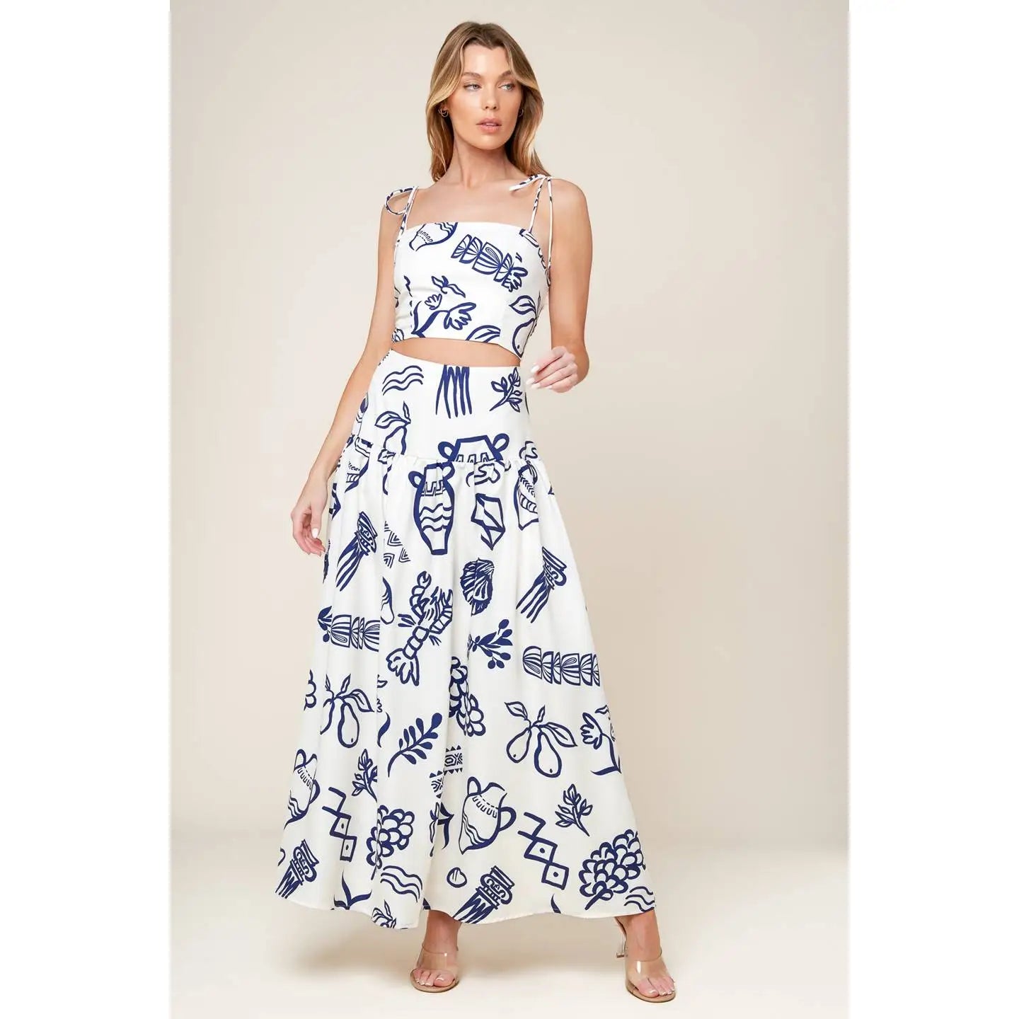 Printed Woven Top and Skirt set