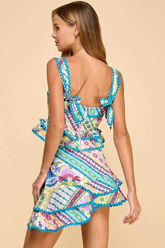 Tropical Twirl top & skirt set