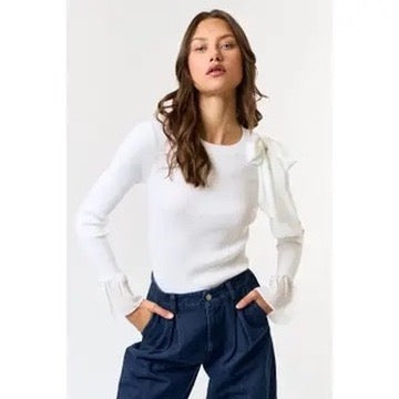 Winter White Bell Sleeve Sweater Top