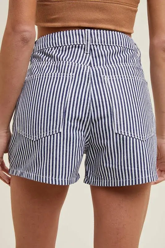 Marine Denim Striped Shorts