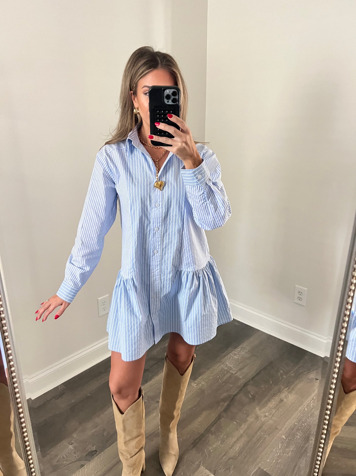 Blue dreams button down dress