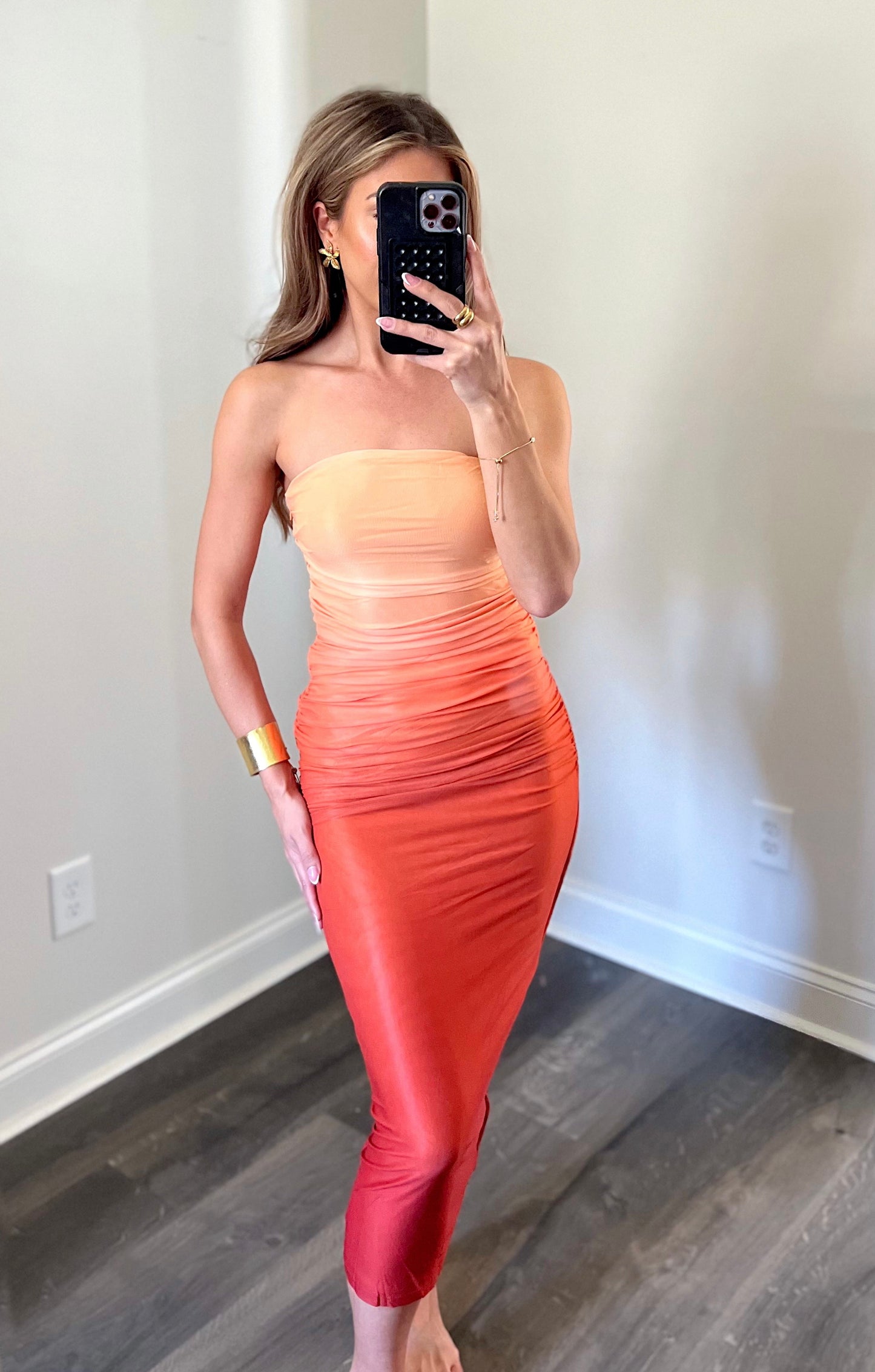 Sorbet sunset mesh midi