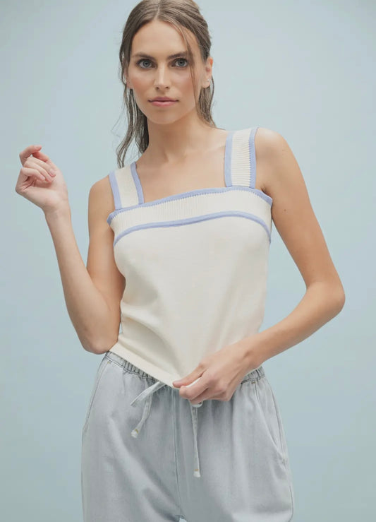 Blue Trim Sweater Tank