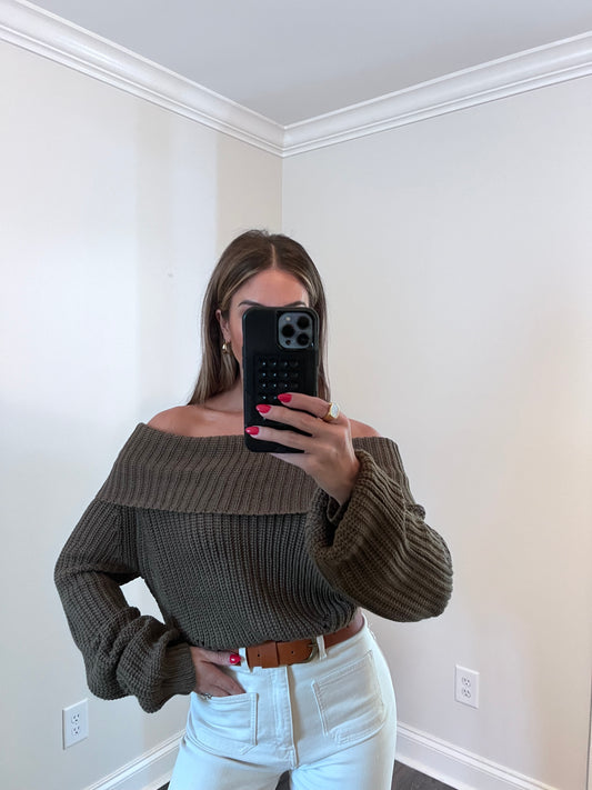 Olive off the shoulder sweater